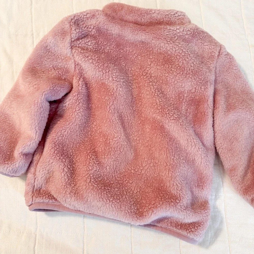 Osh Kosh Pink Fleece Jacket Size 18 Months- Pink-‎ Soft Jersey Lined- Zip Up